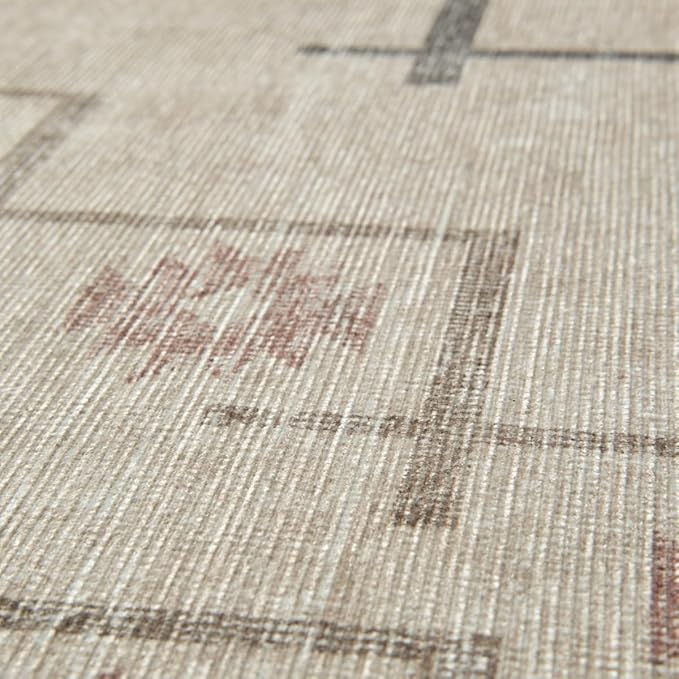 Revival Rugs Funk 8'x10' Zero-Shedding Area Rug for Living Room Bedroom - Oeko-TEX Certified, Low Pile, Spot Clean, Beige, Cream