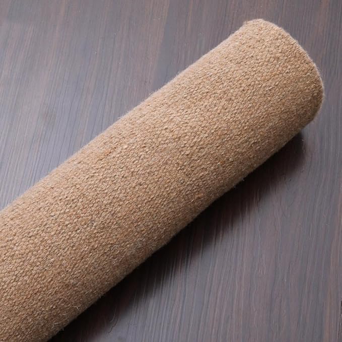 Rugsotic Carpets Hand Woven Flat Weave Kilim Wool 5'x8' Area Rug Solid Light Brown D00111