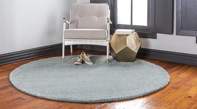 Unique Loom Solo Collection Area Rug - Calabasas (6' 1" Round, Light Blue)