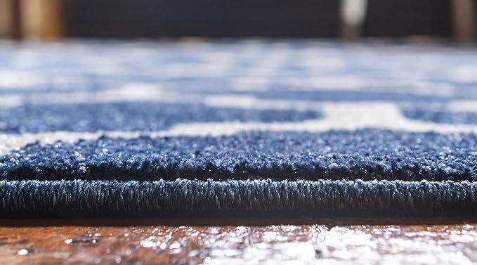Rugs.com Lattice Collection Rug – 7' x 10' Dark Blue Medium Rug Perfect for Bedrooms, Dining Rooms, Living Rooms
