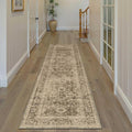 3x10 Washable Runner Rug for Kitchen Hallway Brown Vintage Non-Slip Low Pile Distressed Rustic Carpet Lightweight Vacuumable Soft Long Throw Rug for Indoor Entryway Bedroom
