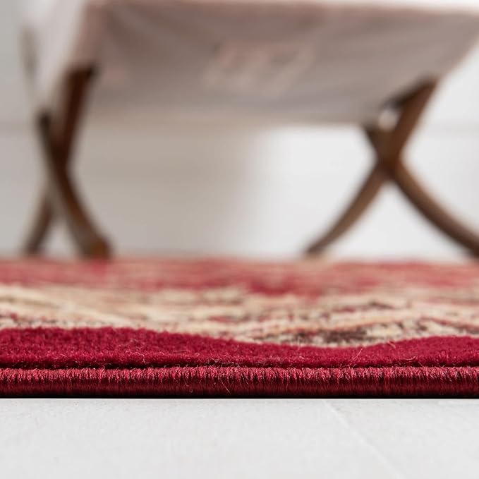 Unique Loom Sialk Hill Collection Area Rug - Washington (5' Square Burgundy/Cream)