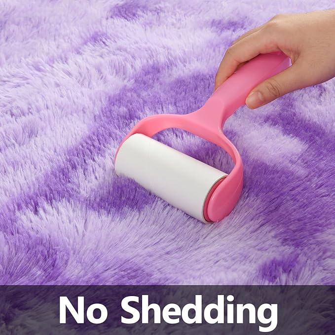 Large Shag Area Rugs 5 x 8, Tie-Dyed Plush Fuzzy Rugs for Living Room, Ultra Soft Fluffy Furry Rug for Bedroom, Indoor Carpet Nursery Rugs for Kids Room Home Decor, Purple