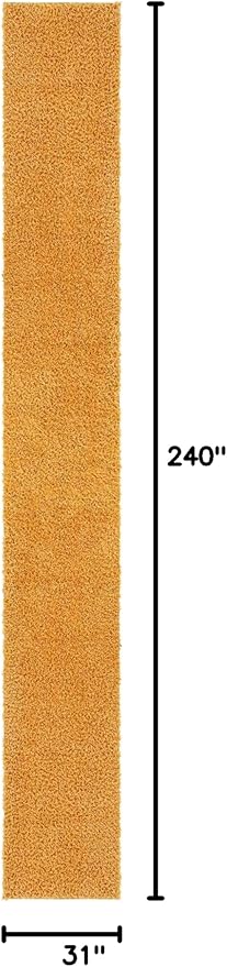 Unique Loom Davos Shag Collection Area Rug - Solid (2' 7" x 20' Runner, Sun Yellow)