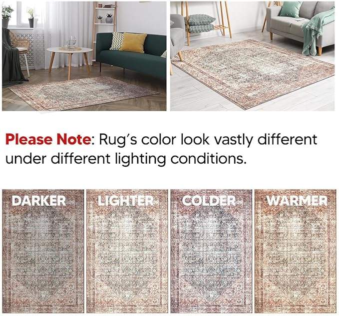 Keen Home Design 2x3 Rug - Machine Washable Entry Rug with Non-Slip Backing, Ideal for Enteryway, Kitchen, Bathroom, Laundry Room - Vintage, Easy Clean, Durable, Low Pile - (2' x 3')