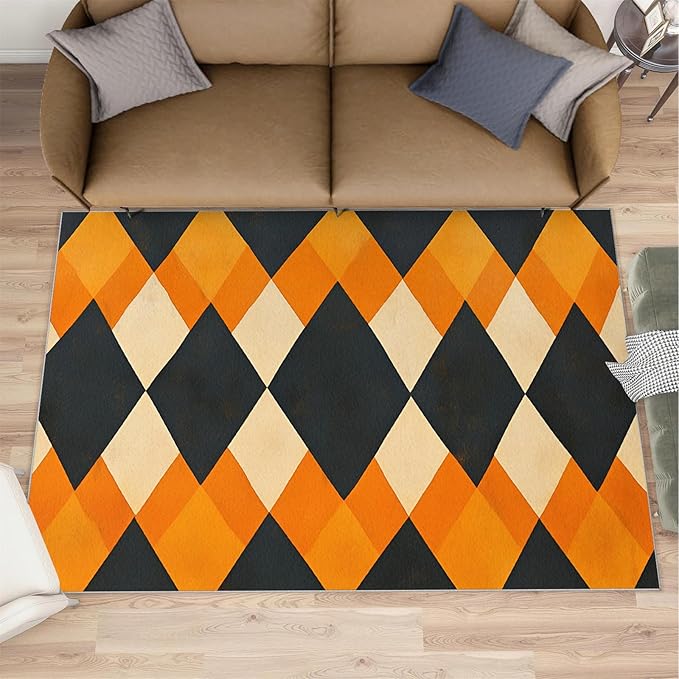 6x8 Geometric Classroom Rugs - Diamond Shape Pattern Playroom Rug, Modern Minimalism Carpet Area Rug for Girls Bedroom Kids Room Basement Office Classroom