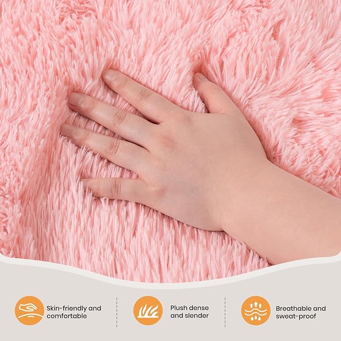 Zentavio Pink Rugs for Girls Room 8x10 Large Area Rugs for Living Room Cute Carpet for Bedroom Washable Soft Fluffy Shag Aesthetic Plush High Pile Rug for Nursery Kids Room Dorm Room