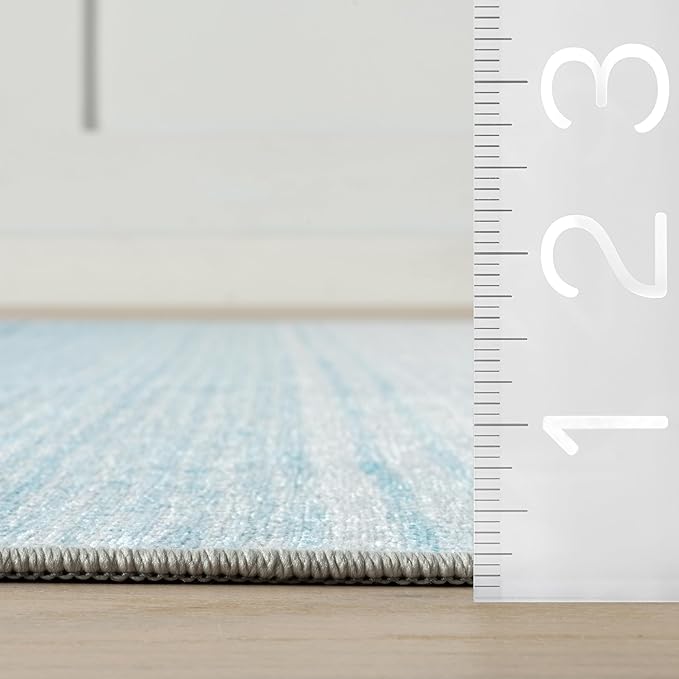 Dash & Albert Pandora Blue Machine Washable Rug, Runner-2.5 X 8 Feet, Blue Abstract Pattern