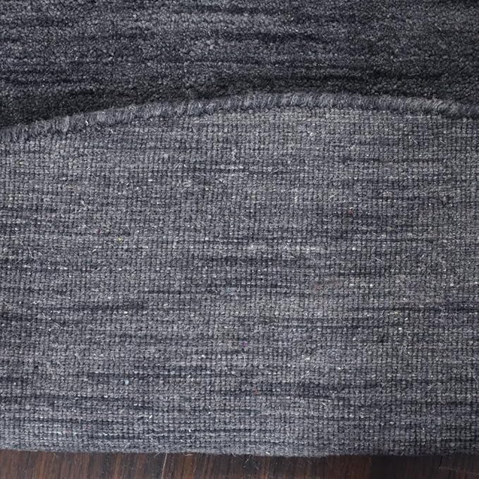 Hand Knotted Loom Wool ECO-Friendly Area Rugs - 8'x8', Round, Charcoal Color, Solid Plain Design, High Pile Thick Handmade Anti Skid Area Rugs for Living Room, Bed Room (L00111)
