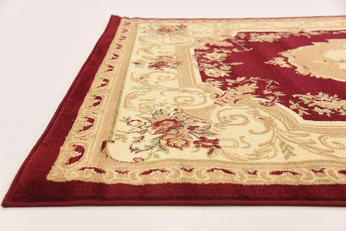 Unique Loom Versailles Collection Traditional Classic Floral Motif Area Rug (6' 0 x 9' 0 Rectangular, Burgundy/ Ivory)