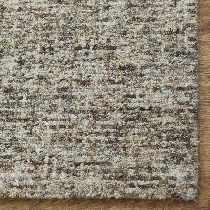 Hand Tufted Wool ECO-Friendly Area Rugs - 5'x8', Rectangle Shape, Dark Brown & Beige, Solid Plain Design, High Pile Handmade Area Rugs for Living Room, Bed Room (KWC111)