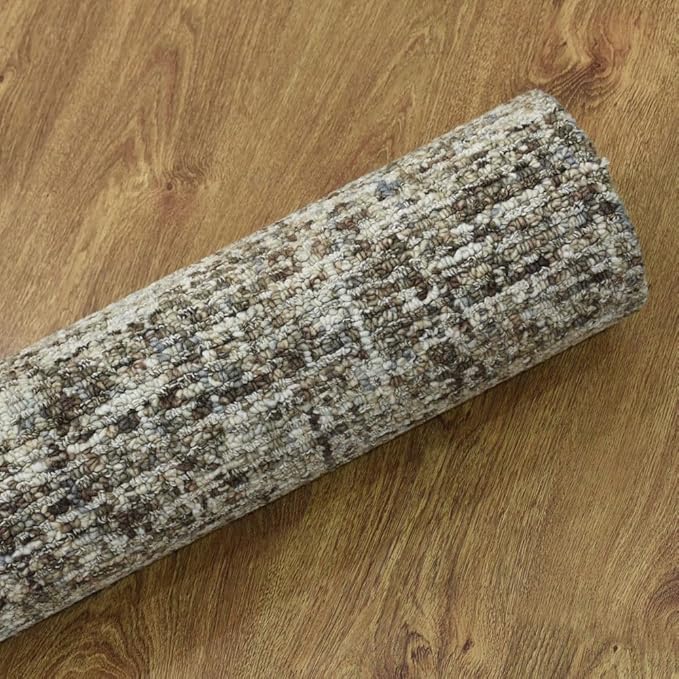 Hand Tufted Wool ECO-Friendly Area Rugs - 8'x10', Rectangle Shape, Dark Brown & Beige, Solid Plain Design, High Pile Handmade Area Rugs for Living Room, Bed Room (KWC111)