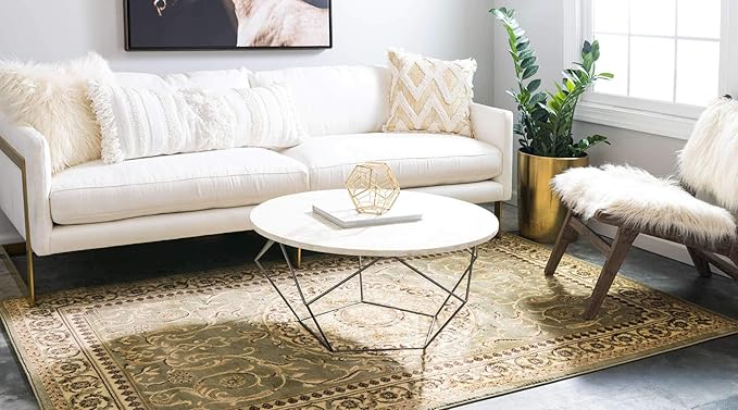 Unique Loom Versailles Collection Traditional Classic Medallion Floral Motif Area Rug (7' 0 x 10' 0 Rectangular, Green/ Ivory)