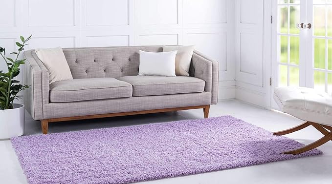 Unique Loom Solid Shag Collection Area Rug (9' x 12' 2" Rectangle Lilac)