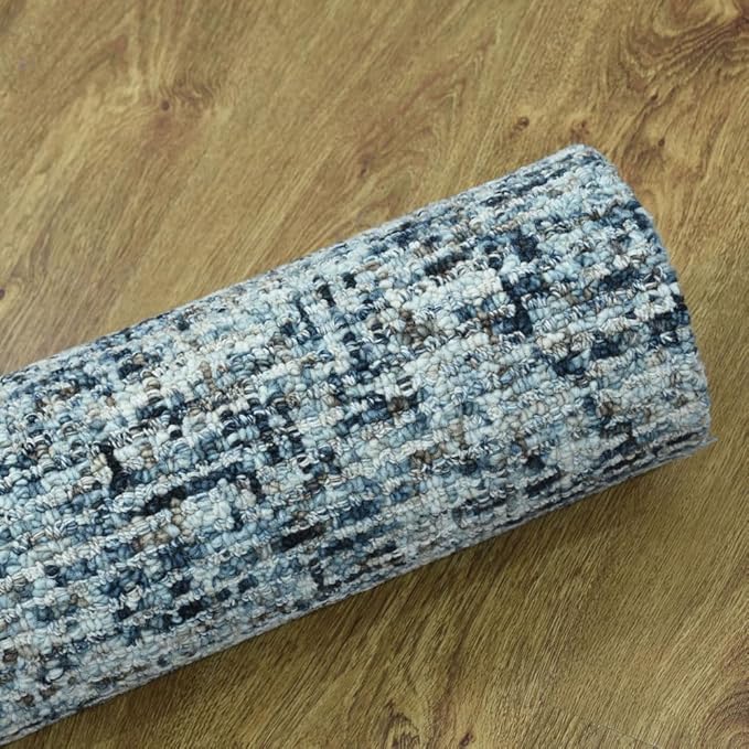 Rugsotic Carpets Hand Tufted Wool ECO-Friendly Area Rugs - 5'x8', Rectangle Shape, Dark & Blue, Solid Plain Design, High Pile Handmade Anti Skid Area Rugs for Living Room, Bed Room (KWC111)
