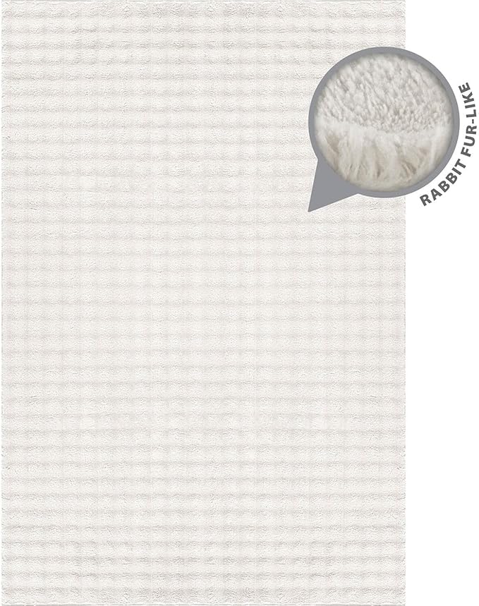 CAMILSON Modern White Non Slip Rug 8x10 Ultra Soft High Pile Area Rugs Non Skid Rubber Backing Durable & Easy to Clean Carpet for Living Room Bedroom Kids Room Indoor Use 8 x 10 White
