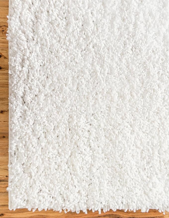 Unique Loom Davos Shag Collection Area Rug - Solid (3' 3" Square, White/ Ivory)