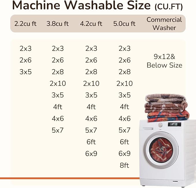 Area Rug 2x4 Rug Machine Washable Non-Slip Low Pile Print Pattern Western Rug for Living Room Bedroom Entryway Tribal Series-Red/Orange