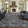 Garvee Bedroom Rugs 10x13 Office Rugs for Rolling Chairs Modern Solid Color Washable Rug with Non Slip Backing, Non Shedding Low Pile Neutral Carpet Stain Resistant Mats for Living Room, Dark Grey