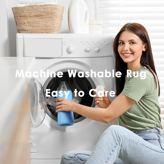 VK VK·LIVING Machine Washable Rug 6'x9' Vintage Design Washable Area Rugs with Non Slip Rugs for Living Room Bedroom Traditional Woven Carpet Stain Resistant, Dining Office Boho Rug (Brick)