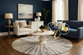 Faux Cowhide Round Area Rug | Non-Slip Leather Floor Carpet for Living Room, Bedroom, and Home Décor | Modern Stylish Accent Rug(Grey_5x5)