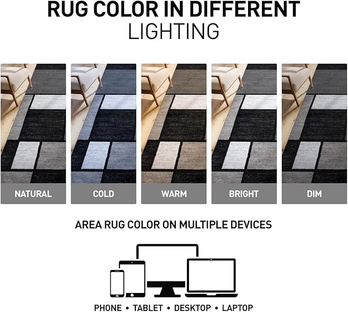 Rugshop Modern Geometric Gray Area Rug, Carpet with Jute Backing for Living Room, Large Bedroom, or Open Spaces, 9' x 12'