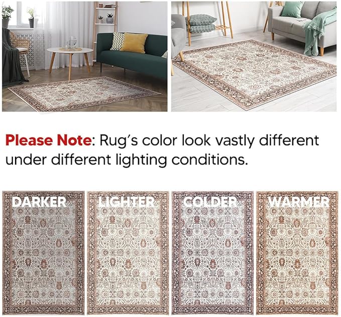 Keen Home Design 2x7 Rug - Machine Washable Runner Rug with Non-Slip Backing, Ideal for Hallway, Entryway, Kitchen, Laundry Room - Vintage, Easy Clean, Durable, Low Pile - (2'6" x 7')