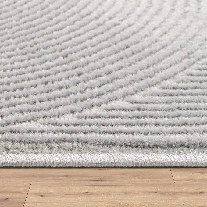 Paco Home Modern Area Rug with Minimalist Arched Lines in Neutral Grey, Size: 5'3" x 7'3"