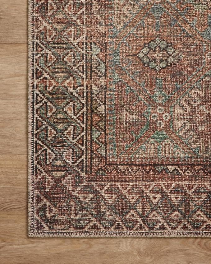 Loloi Amber Lewis Billie Collection BIL-04 Aqua/Rust 5'-0" x 7'-6", 0.19" Thick Area Rug