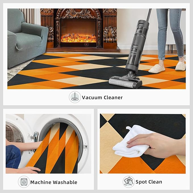 3x5 Geometric Dorm Rug - Diamond Shape Pattern Small Rugs for Bedroom, Modern Minimalism Area Rug Washable Non Slip for Bedroom Kitchen Living Room Entryway