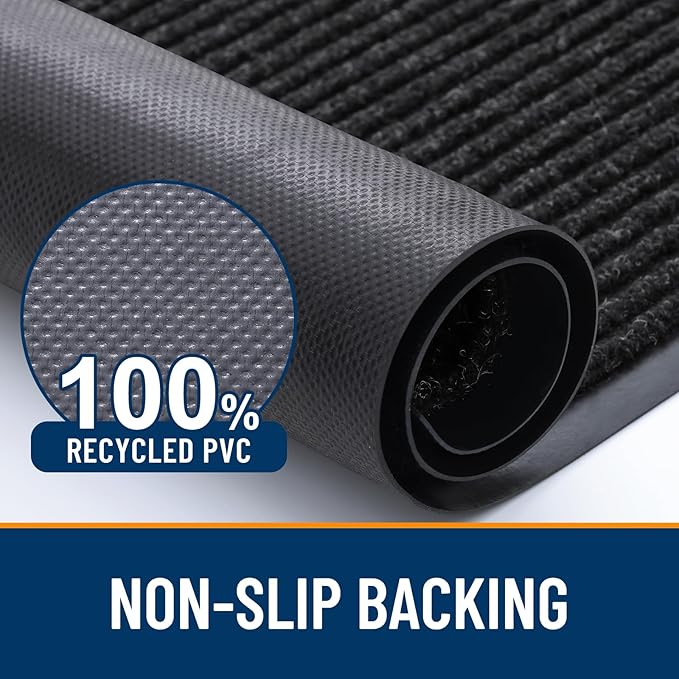 OLANLY Front Door Mat Indoor Outdoor Entrance, Waterproof Heavy Duty Doormat, Fade Resistant, Low Profile, Easy Clean Patio Porch Welcome Floor Mats for Entry, 40x32, Off-Black