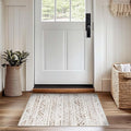 jinchan Boho 2x3 Rugs for Entryway - Machine Washable Doormat Moroccan Soft Throw Rug Bohemian Diamond Non-Slip Carpet for Entrance Kitchen Laundry Room Bedroom (2‘x3', Mocha)