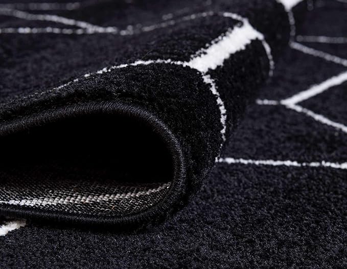 Unique Loom Trellis Frieze Collection Area Rug - Geometric (8' Round, Black/ Ivory)