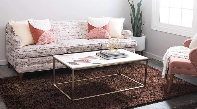 Unique Loom Solid Shag Collection Area Rug (4' 1" x 6' 1" Rectangle, Chocolate Brown)