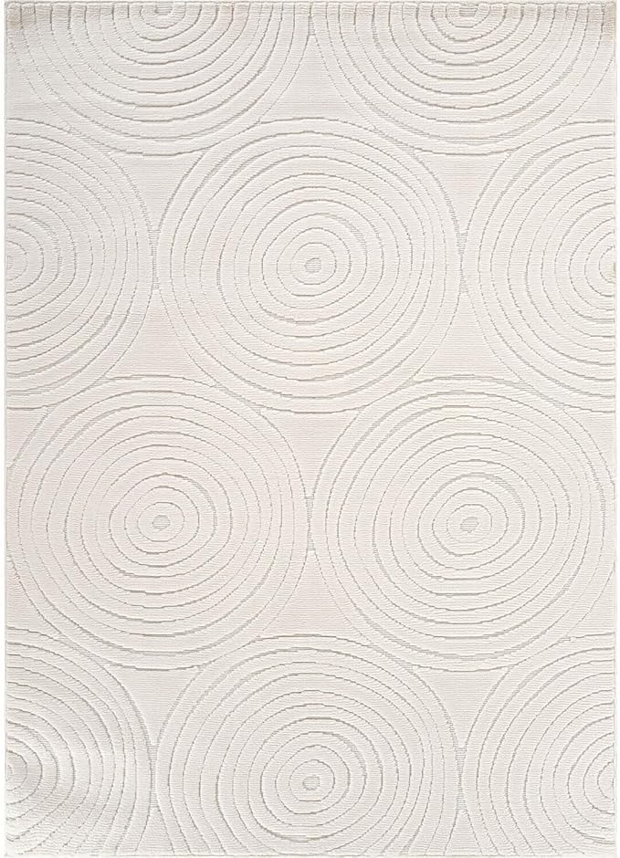 Beverly Rug Micro Loop Area Rug Light Gray 8x10 Geometric Modern Luxury Circular Durable Soft Indoor Rugs for Living Dining Room Office Stain Resistant Non Shedding Casual Indoor Carpet 8 x 10
