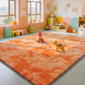 Mottling Orange Fluffy Rug Shaggy Area Rug, 8x10 Area Rugs for Girls Bedroom, Big Soft Shaggy Bedside Non-Slip Plush Dorm Nursery Kids Carpet Home Decor Aesthetic