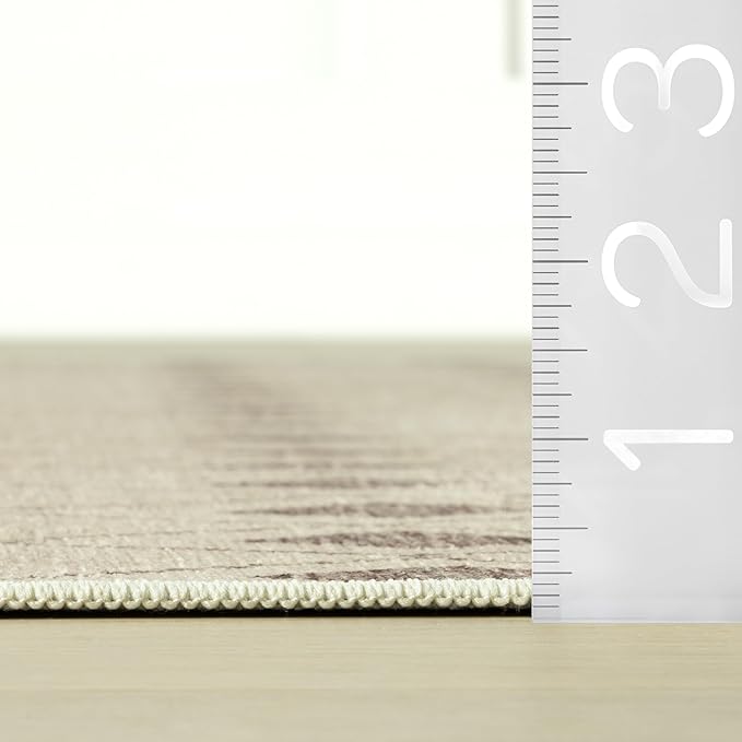Dash & Albert Chandler Tan Machine Washable Rug, 7.5 X 9.5 Feet, Tan Geometric Pattern
