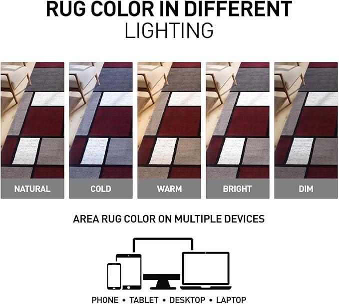Rugshop Modern Geometric Boxes Red Area Rug, Fade-Resistant Carpet for Bedroom, Home Office, or Entryway, 3'3" x 5'