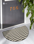 Unique Loom Outdoor Striped Collection Area Rug - Striped (3' 1" x 6' 1" Hearth Charcoal/Ivory)