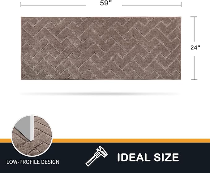 PURRUGS Dirt Trapping Door Mat 24" x 59", Non-Slip Machine Washable Entry Rug, Shoe Scraper, Dog Doormat, Super Absorbent Welcome Mat for Front & Back Door, Muddy Wet Shoes & Paws, Grayish Brown