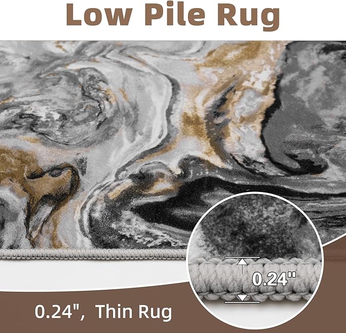 6x6 Round Area Rugs for Living Room, Modern Abstract Rug for Bedroom, Contemporary Machine Washable Rug, Large Stain Resistant Carpet for Dining Room Playroom Home Office, Pet & Kids Friendly