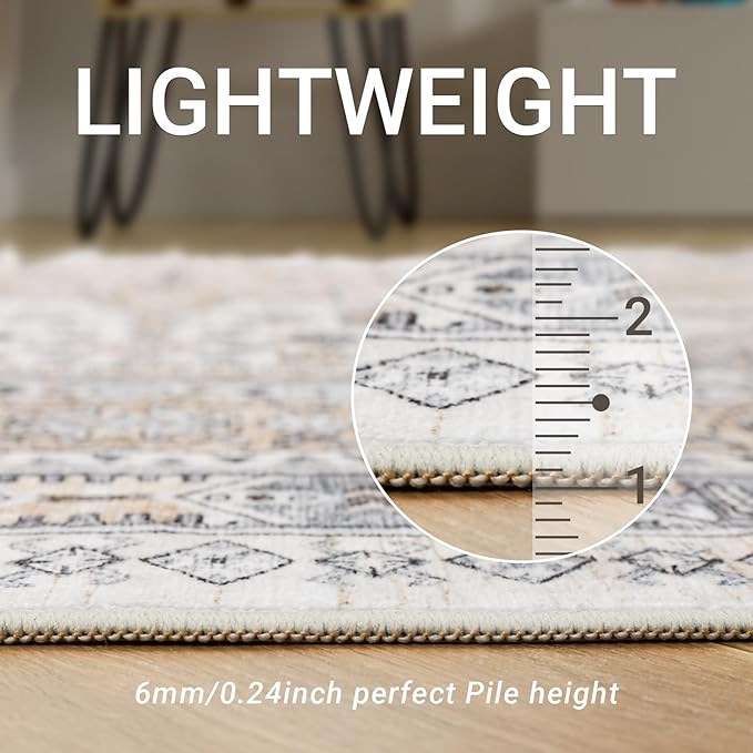 zesthome Washable Runner Rug 2.5x8 - Stain Resistant Entryway Rug,Ultra-Thin Kitchen Rugs, Anti Slip Backing Runner Rugs for Entrance Laundry Room Indoor Hallway (Beige,2.5'x8')