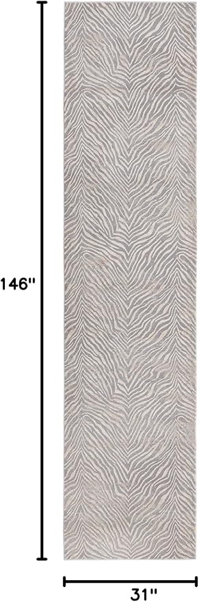 Unique Loom Finsbury Collection Area Rug - Meghan (2' 7" x 12' 2" Runner, Gray and Ivory)