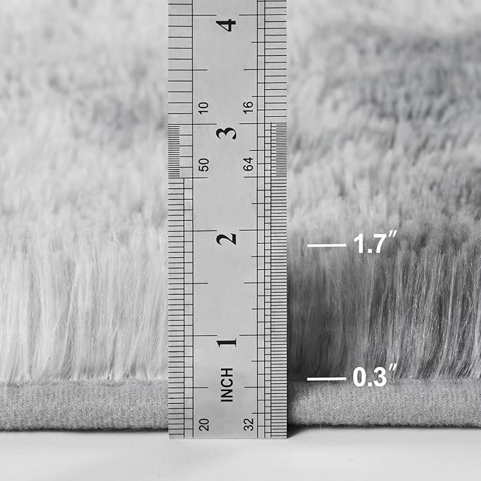 Large Shag Area Rugs 6 x 9, Tie-Dyed Plush Fuzzy Rug for Living Room, Ultra Soft Fluffy Furry Rugs for Bedroom, Indoor Carpet Nursery Rugs for Kids Room Home Decor, Light Grey