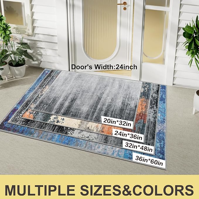 COMSLE Door Mat Soft Absorbent Indoor Front Entryway Rug Machine Washable Entrance Mats for Muddy Paws Non Slip Throw Rugs 24" x 36" Doormat for Inside Foyer Bedroom - Blue