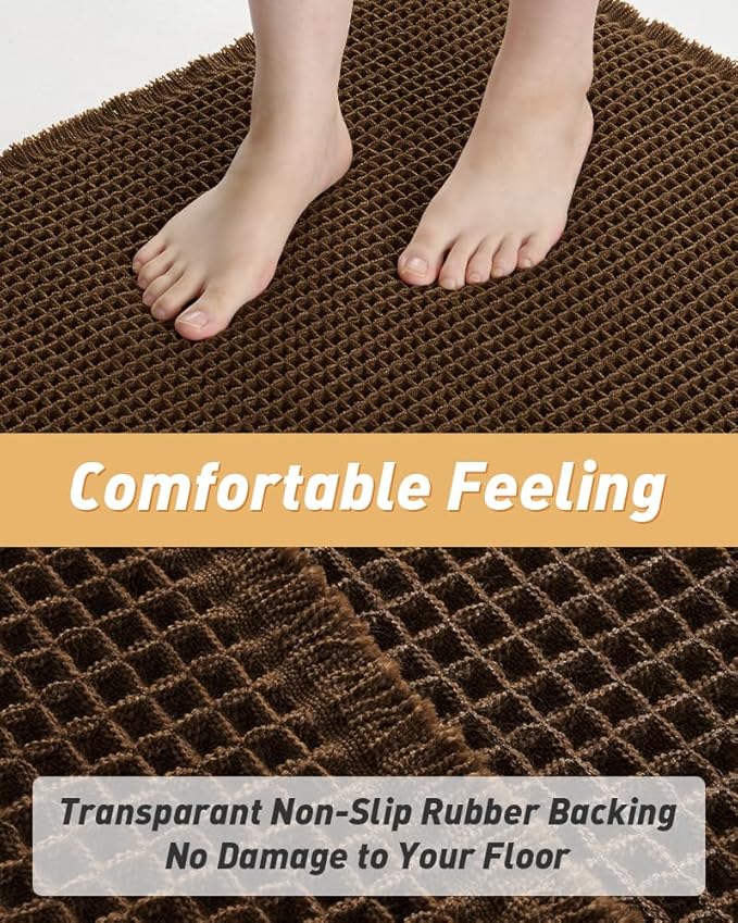 Upgraded Waffle Runner Rug Super Absorbent Non Slip Bath Mats for Bathroom Machine Washable Bathroom Runner Rug with Tassels, Ideal for Hallway Bedroom Laundry Room, 2' x 4' (24" x 48"), Terracotta