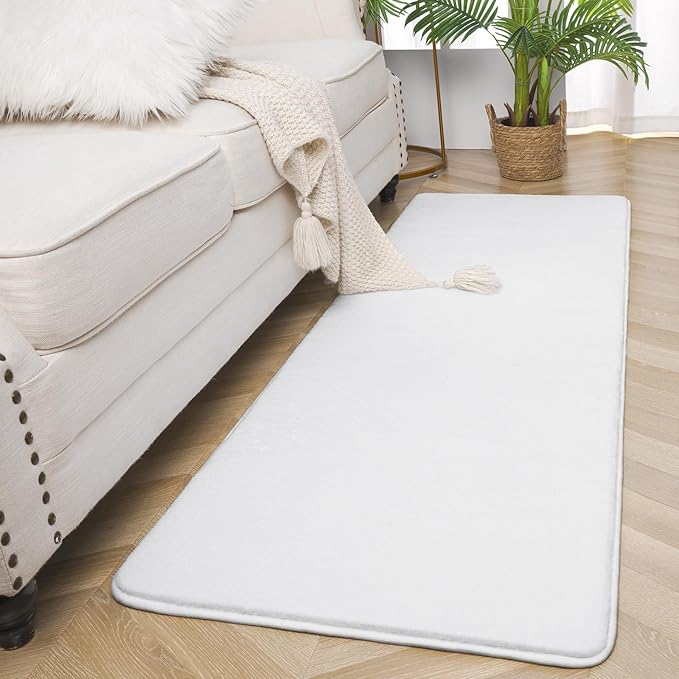 Amearea Modern Soft Hallway Runner Rug, 2x8 Feet Area Rug Runners for Hallways, Washable Runner Rugs, Non Slip Memory Foam Rug White Runner Rugs Carpet for Entrance Kitchen Kids Room Decor