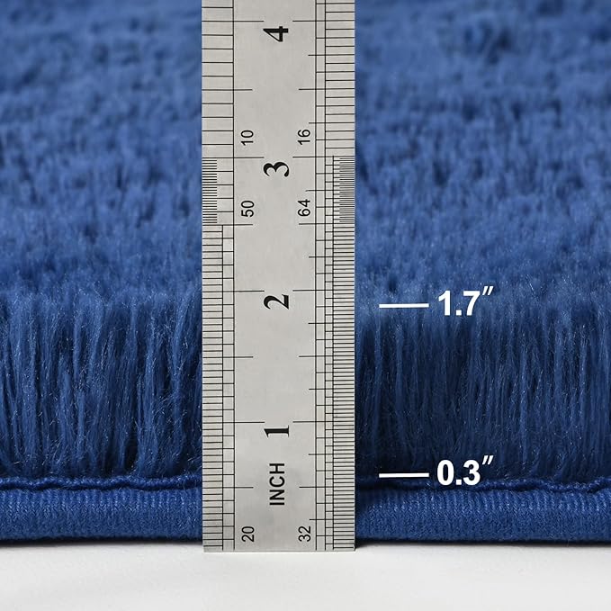 Shag Area Rug, 4 X 6 Plush Fuzzy Rugs for Living Room, Ultra Soft Fluffy Furry Rug for Bedroom, Indoor Carpet Nursery Rugs for Kids Room Home Decor, Navy Blue
