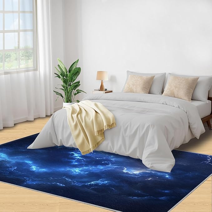 3x5 Lightning Dorm Rug - Natural Weather Small Rugs for Bedroom, Thunderstorm Lightning Area Rug Washable Non Slip for Bedroom Kitchen Living Room Entryway