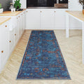 GLN Rugs Contemporary Collection - Machine Washable Area Rug, Contemporary Washable, Non Slip, Low Pile Chenille Rug, Living Room, Bedroom, Kitchen Rug (2'6" x 10' Midnight/Multi)